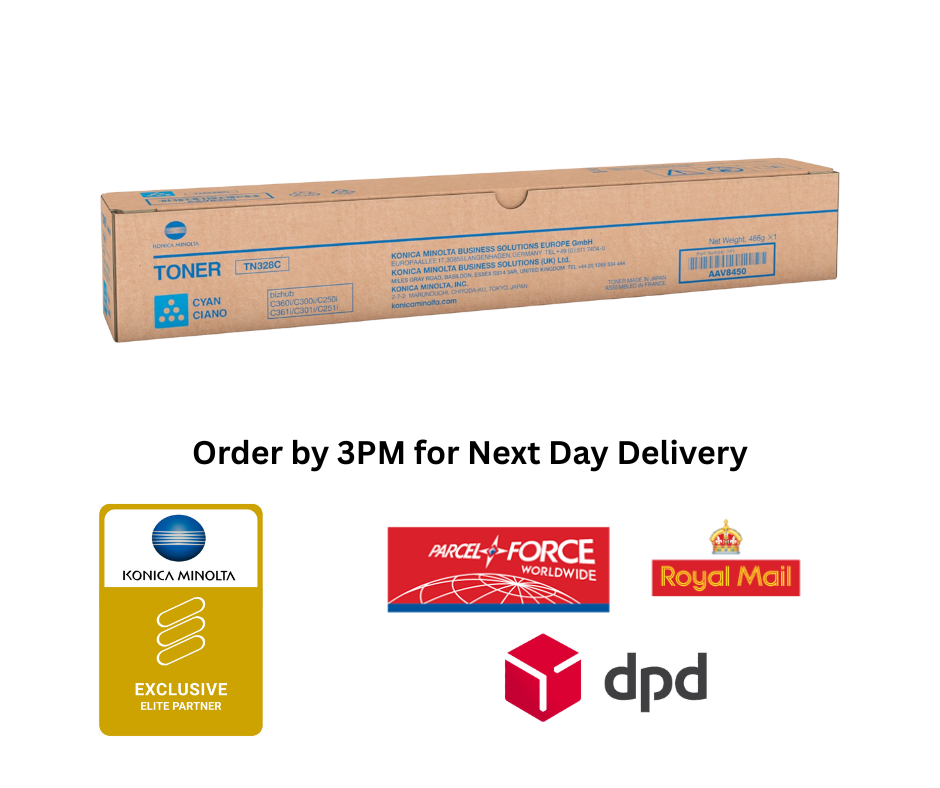 Genuine Konica Minolta Cyan Toner Cartridge (28,000 Pages) for Bizhub C251i, C301i, C361i - AAV8450 TN-328C