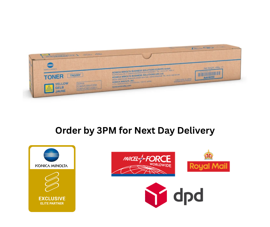 Genuine Konica Minolta Yellow Toner Cartridge (28,000 Pages) for Bizhub C251i, C301i, C361i - AAV8250 TN-328Y
