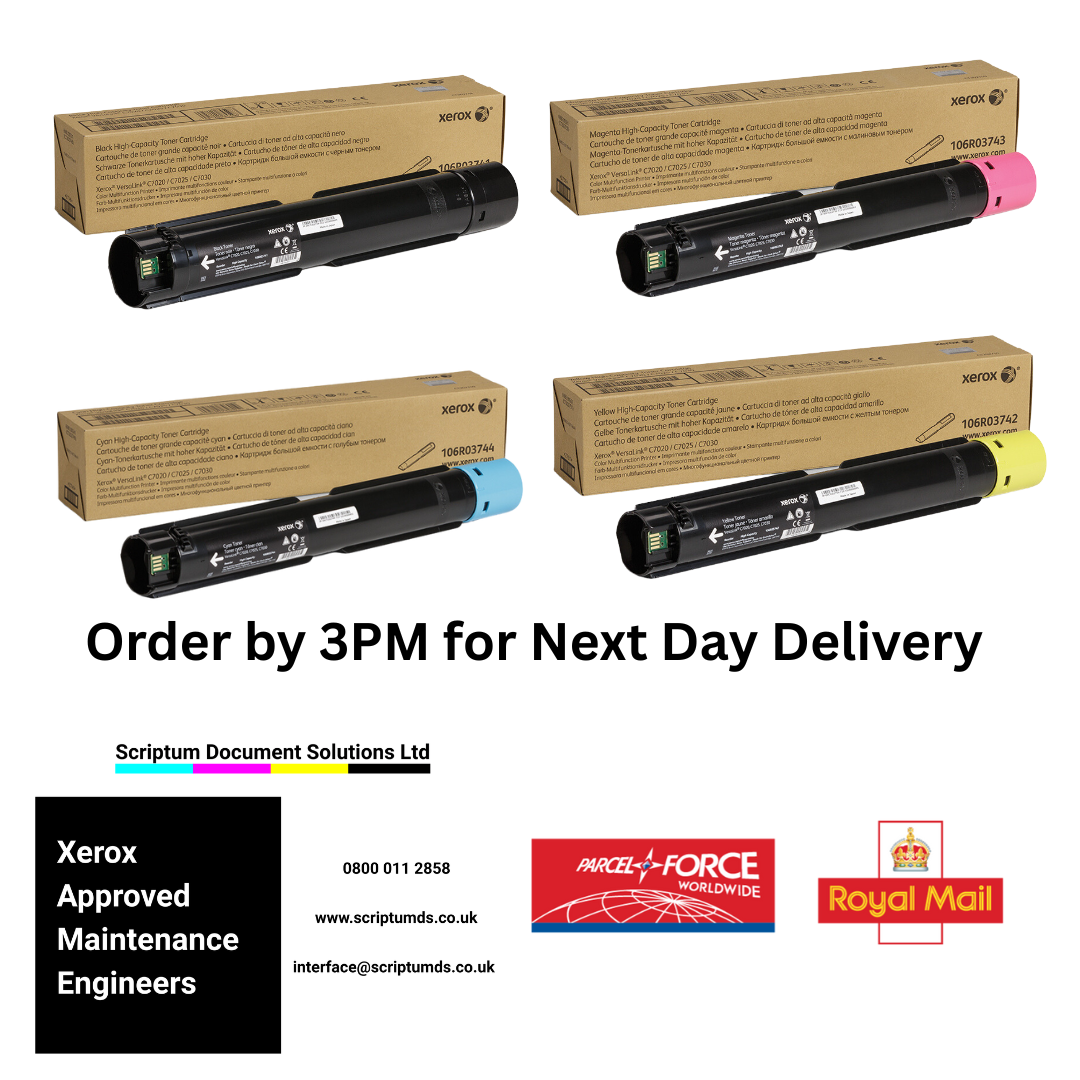 Xerox High Capacity CMYK Toner Set for VersaLink C7020 C7025 C7030 (106R03741, 106R03742, 106R03743, 106R03744)