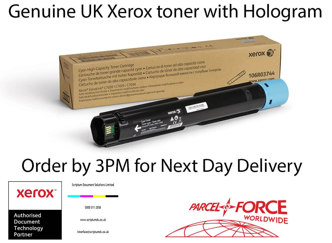 Xerox High Capacity Cyan Toner Cartridge (9,800 Pages) 106R03744 for VersaLink C7020 C7025 C7030
