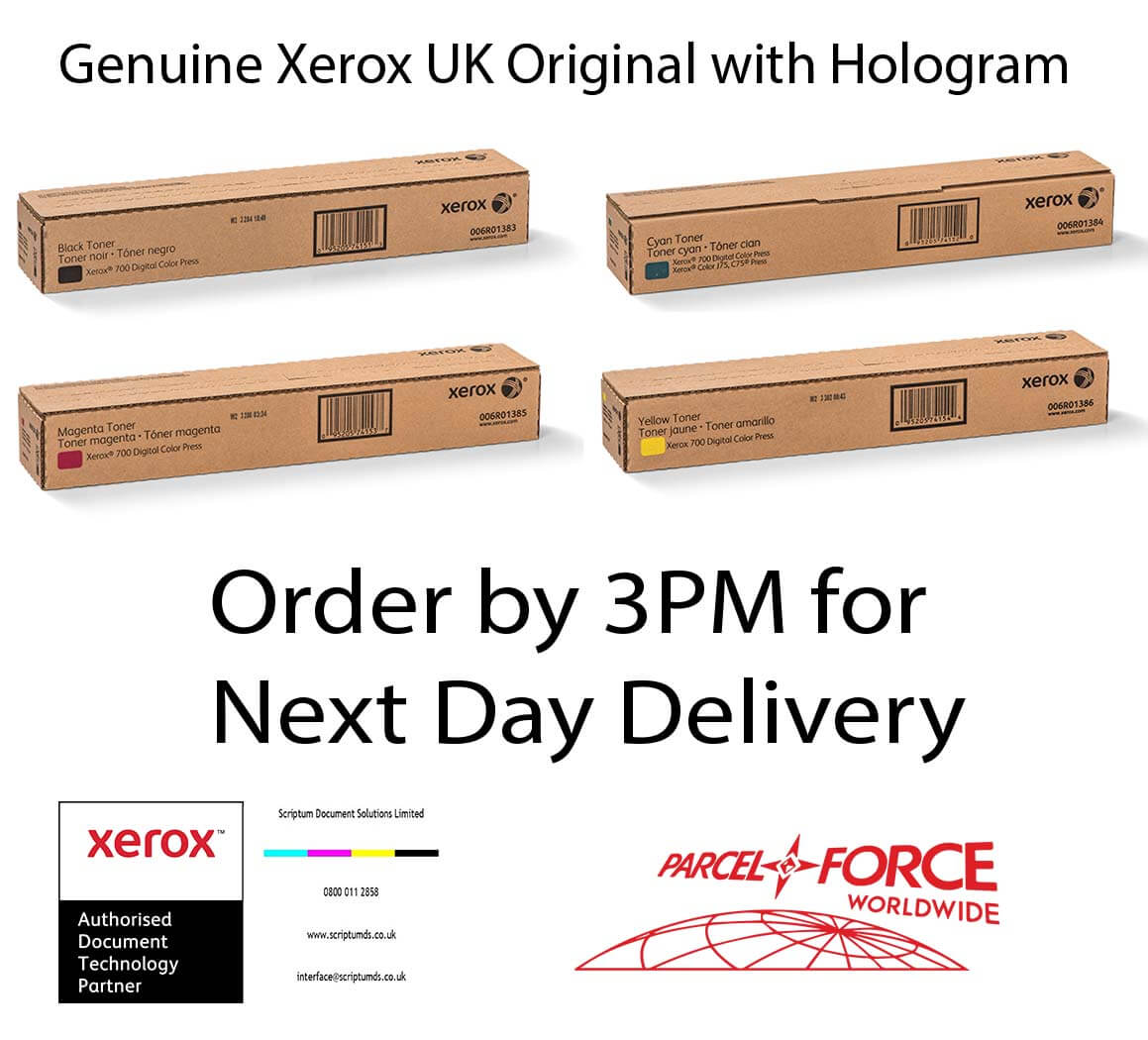 Xerox CMYK Toner Set DocuColor 700 / 700i / 770 & C75 / J75 (006R01383, 006R01384, 006R01385, 006R01386)