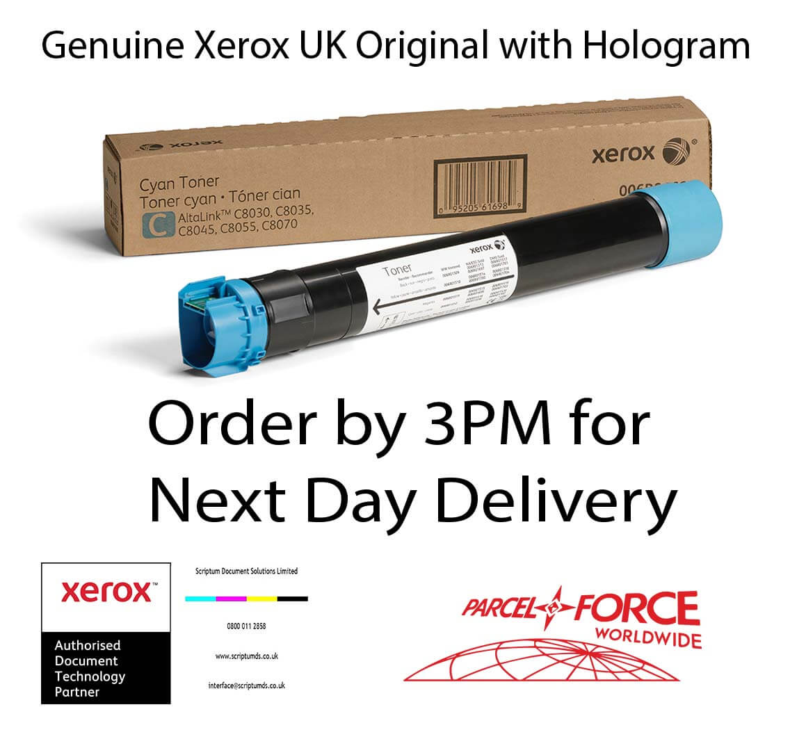 Genuine Xerox Cyan Toner Cartridge (15,000 Pages) 006R01698 for AltaLink C8030/C8035/C8045/C8055/C8070