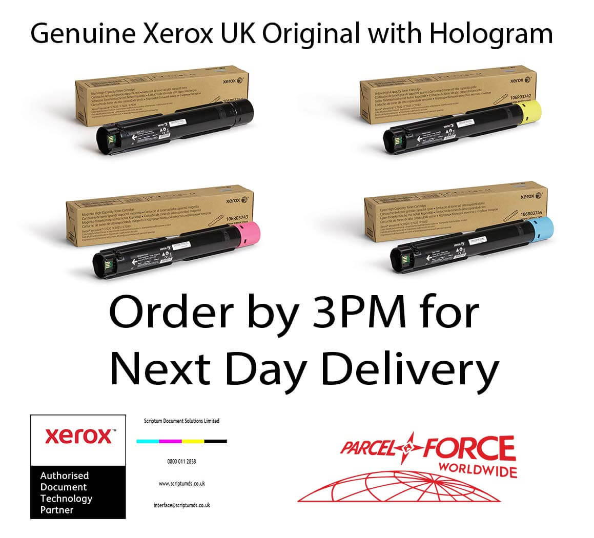 Xerox High Capacity CMYK Toner Set for VersaLink C7020 C7025 C7030 (106R03741, 106R03742, 106R03743, 106R03744)