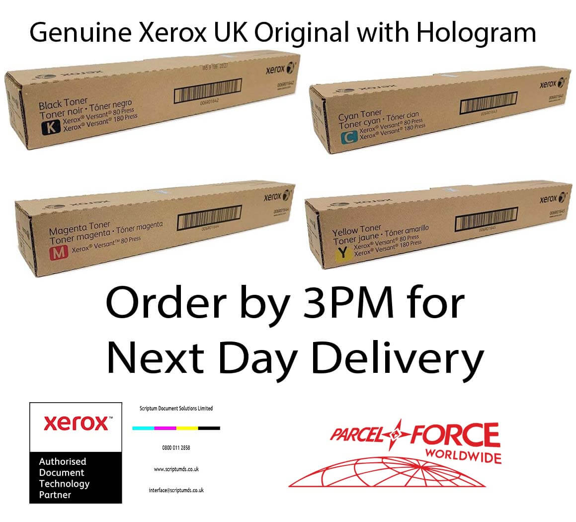 Xerox CMYK Toner Set for Versant 80 180 280 (006R01642, 006R01643, 006R01644, 006R01645)