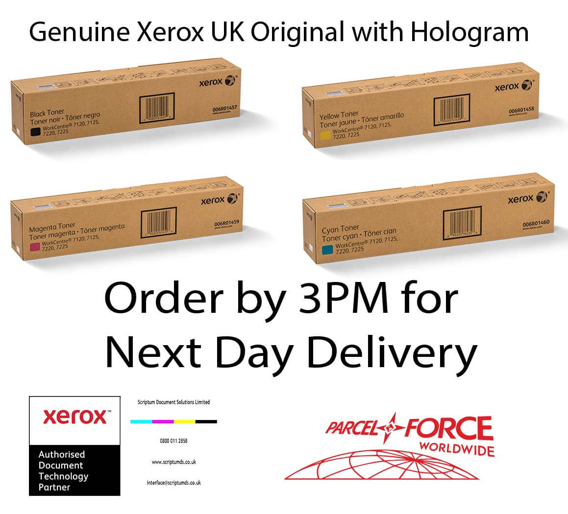 Xerox CMYK Toner Set for WorkCentre 7120/7125/7220/7225/7220i/7225i (006R01457, 006R01460, 006R01459, 006R01458)