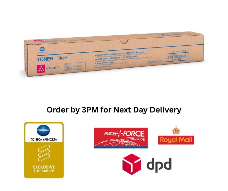 Genuine Konica Minolta Magenta Toner Cartridge (28,000 Pages) for Bizhub C251i, C301i, C361i - AAV8350 TN-328M