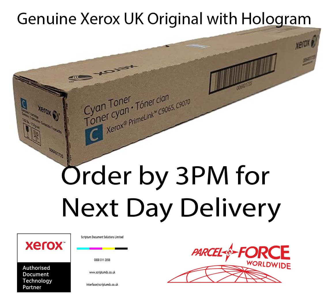 Xerox Cyan Toner Cartridge (34,000 Pages) 006R01735 for PrimeLink C9065 / C9070