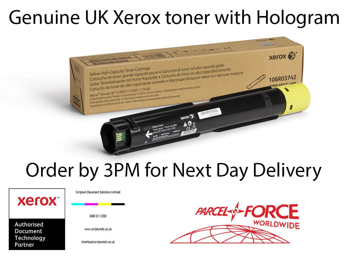 Xerox High Capacity Yellow Toner Cartridge (9,800 Pages) 106R03742 for VersaLink C7020 C7025 C7030